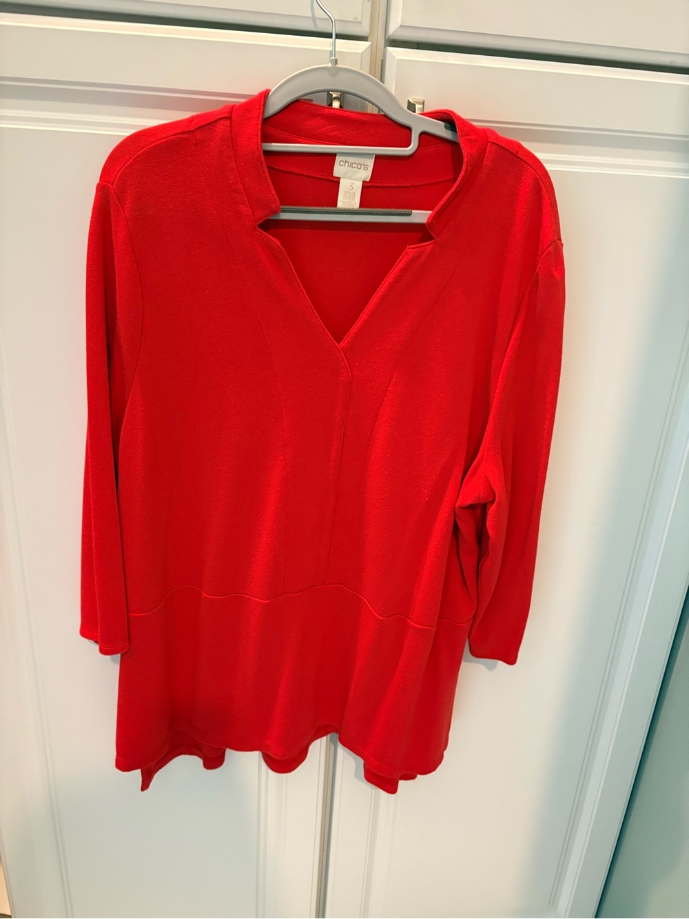 Chico's Vibrant Red Scoop Neck Top Size 3